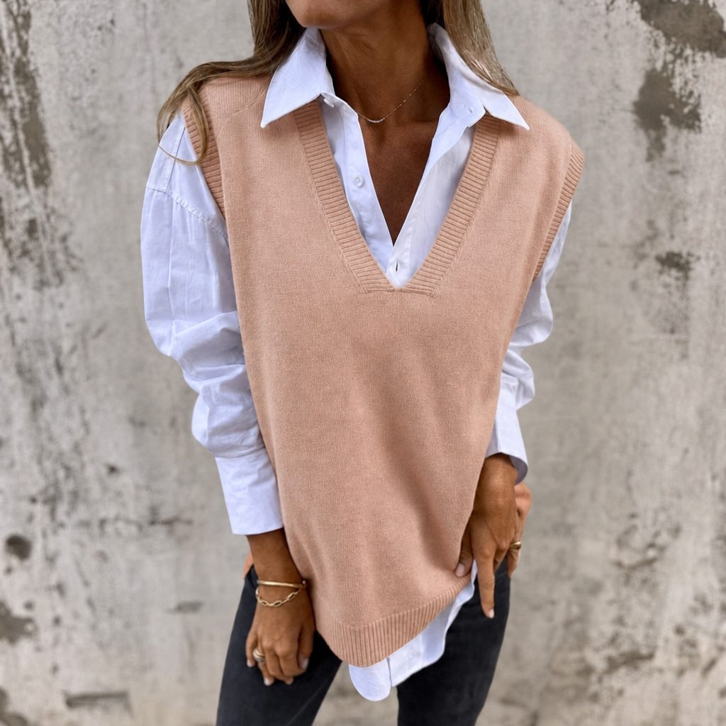 Wendeline | Oversized Ribbed Knit V-Neck Sweater | Claire & Belle